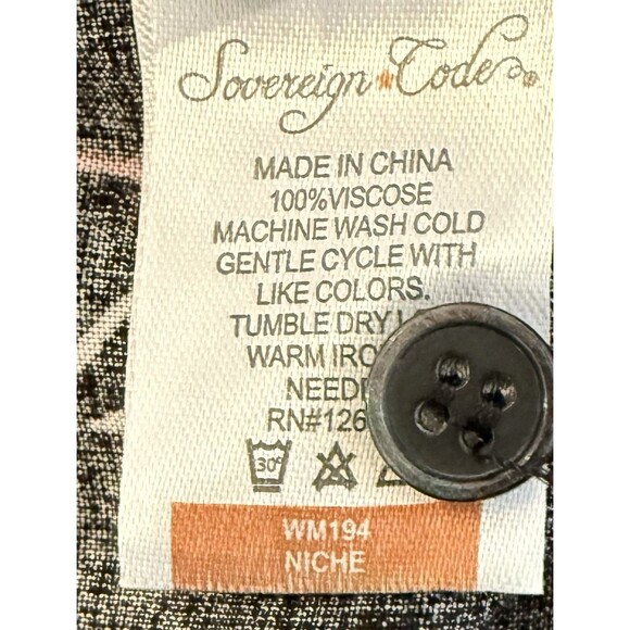 Sovereign Code Mens M Shirt Black Pink Flamingo Print Button Up Short Sleeve - Picture 7 of 8